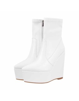 Wedge High Heel Platform Zip up Ankle Boots