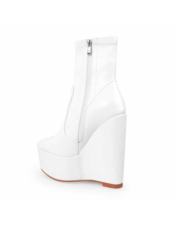 Wedge High Heel Platform Zip up Ankle Boots