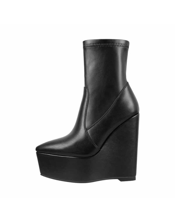 Wedge High Heel Platform Zip up Ankle Boots