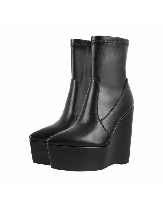 Wedge High Heel Platform Zip up Ankle Boots