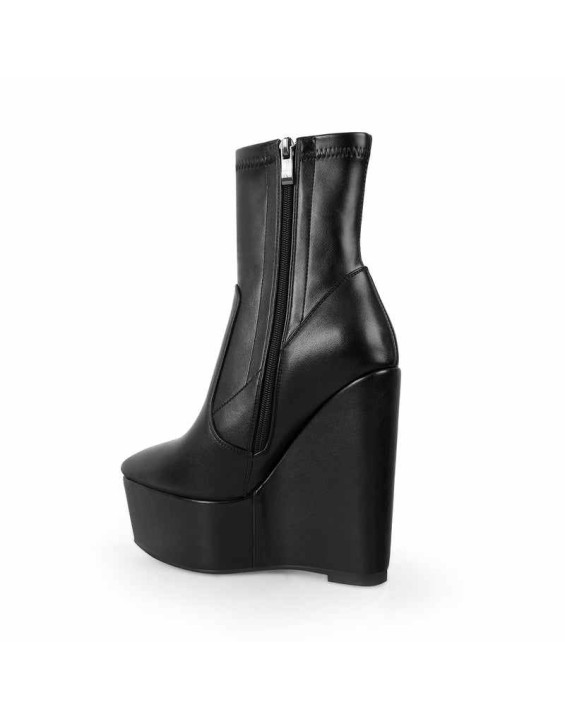 Wedge High Heel Platform Zip up Ankle Boots