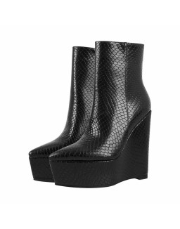 Platform Wedge High Heel Ankle Boots