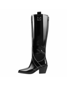 Pointed Toe Patent Pull On Cowboy Boots