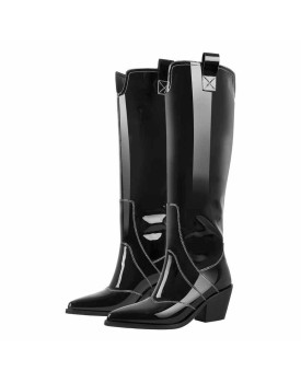 Pointed Toe Patent Pull On Cowboy Boots