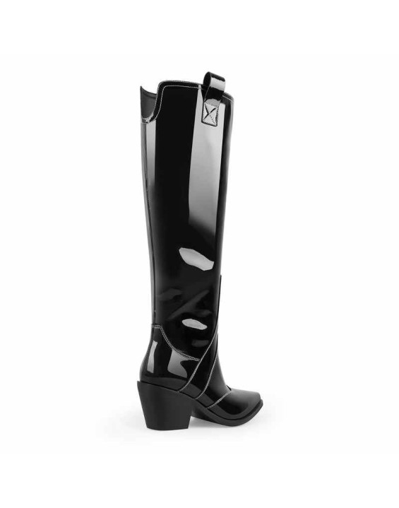Pointed Toe Patent Pull On Cowboy Boots