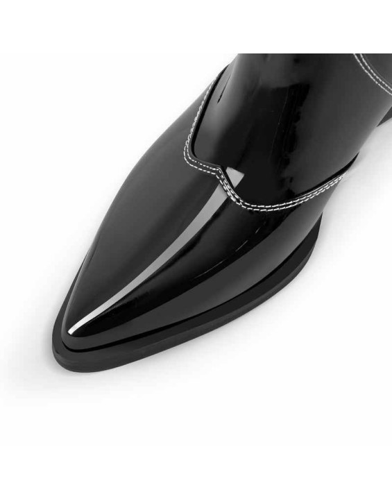 Pointed Toe Patent Pull On Cowboy Boots