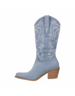 Embroidery Mid-Calf Cowboy Boots
