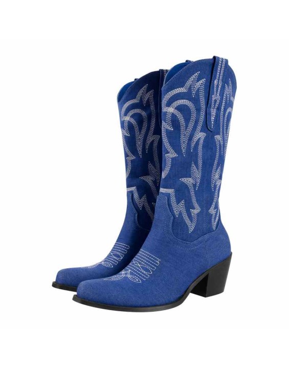Embroidery Mid-Calf Cowboy Boots