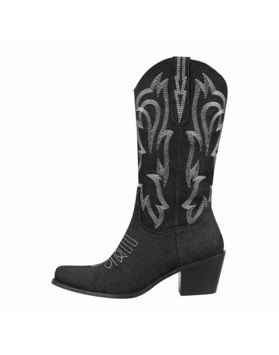 Embroidery Mid-Calf Cowboy Boots