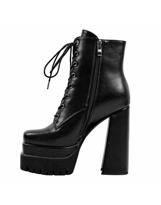 Double Platform Lace up Ankle Boots