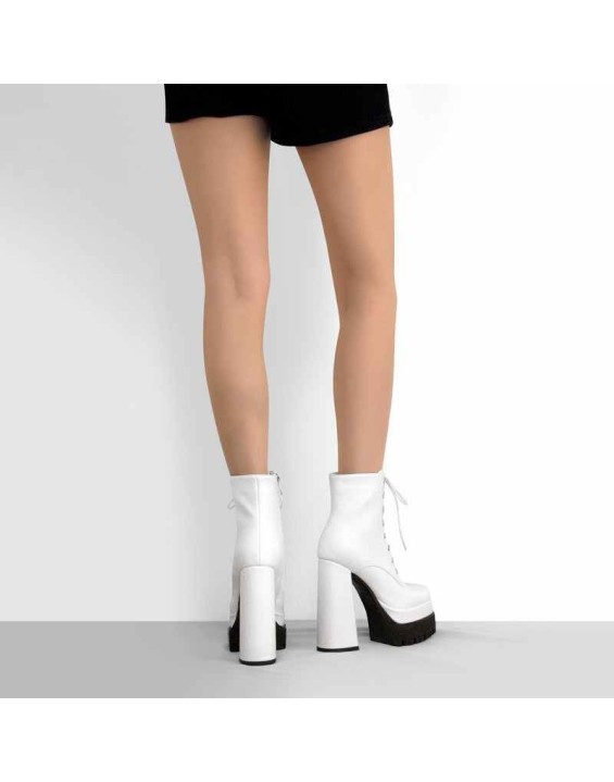 Double Platform Lace up Ankle Boots