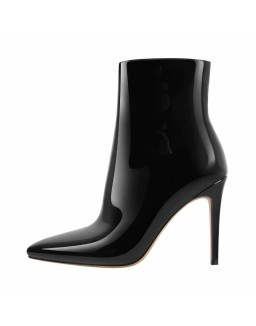 Pointed Toe Stiletto Patent Ankle Boots
