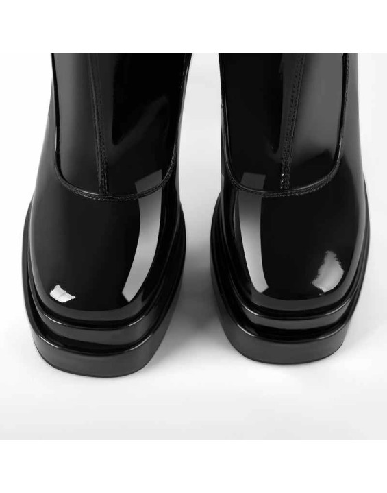 Patent Platform Chunky Knee High Thigh Boots