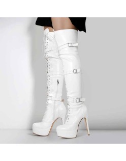 Platform Lace-Up Over The Knee Thigh Boots
