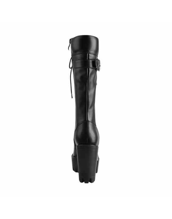 Platform Lace-up Chunky Knee High Boots