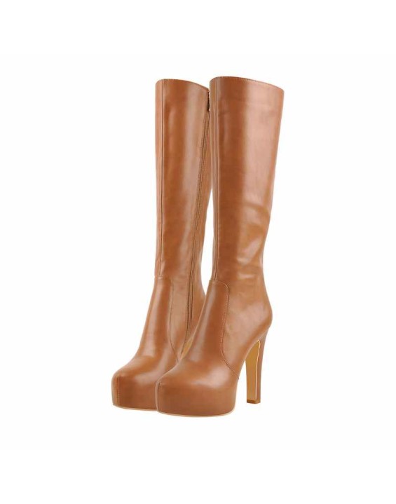 Platform High Heel Zipper Knee High Boots