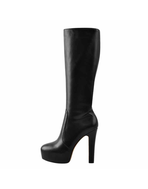 Platform High Heel Zipper Knee High Boots