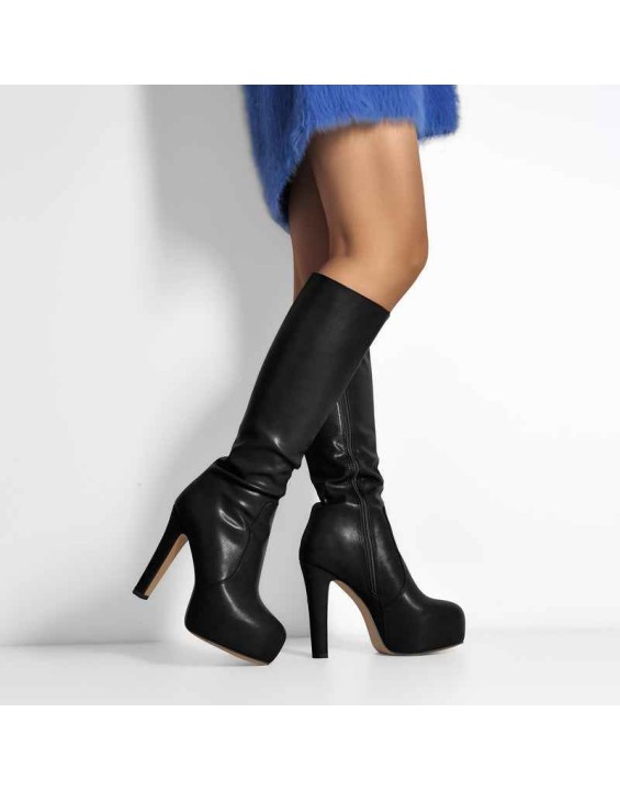 Platform High Heel Zipper Knee High Boots
