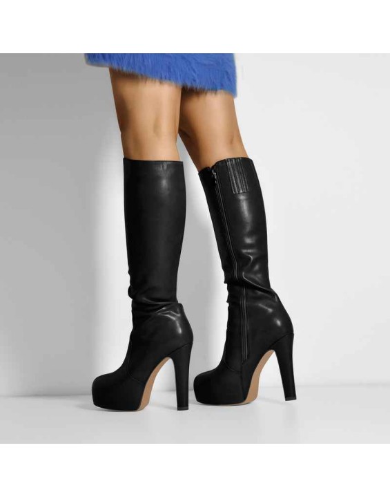 Platform High Heel Zipper Knee High Boots