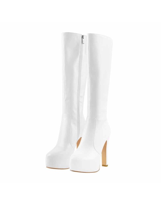 Platform High Heel Zipper Knee High Boots