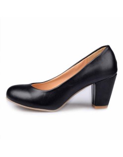 Daily Round Toe Chunky Heel Pumps