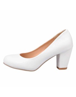 Daily Round Toe Chunky Heel Pumps