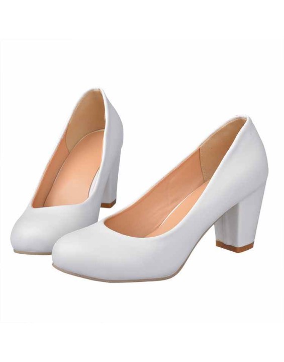 Daily Round Toe Chunky Heel Pumps