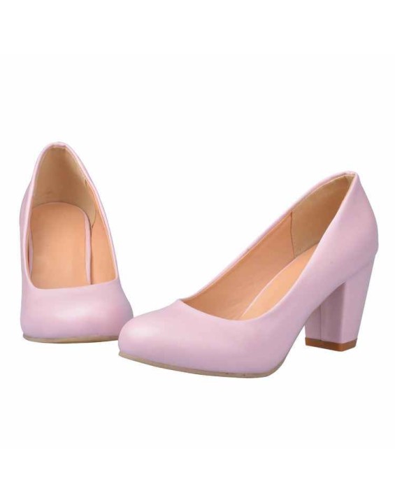 Daily Round Toe Chunky Heel Pumps