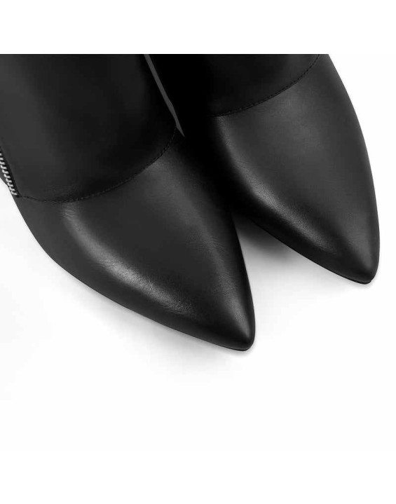 Pointed Toe Side Tassel Zipper Fold Over Boots
