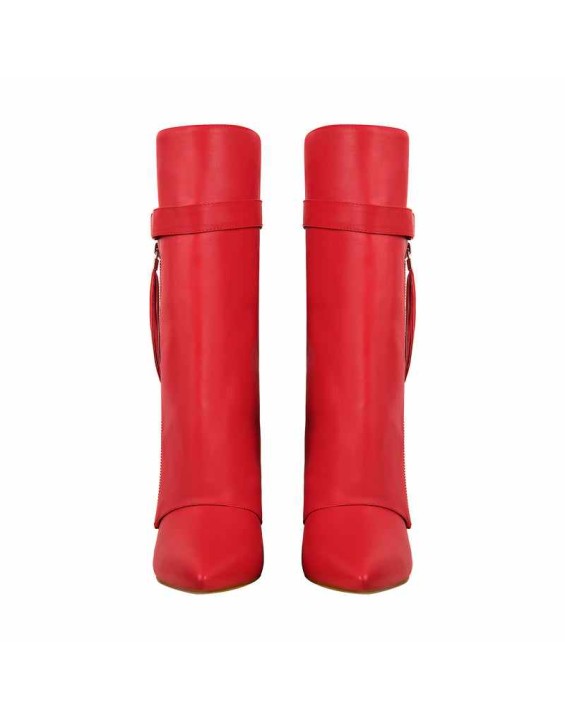 Pointed Toe Side Tassel Zipper Fold Over Boots