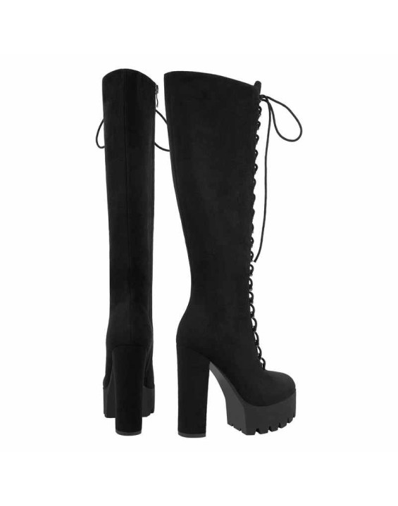 Platform Chunky Heels Lace up Knee High Boots