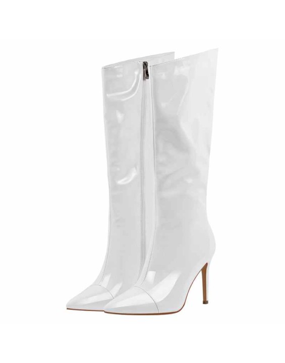 Patent Leather Pointed Toe Knee High Boots