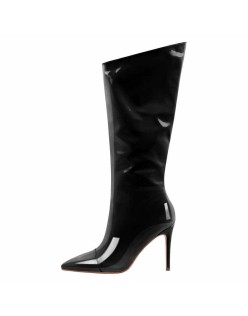 Patent Leather Pointed Toe Knee High Boots