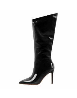 Patent Leather Pointed Toe Knee High Boots