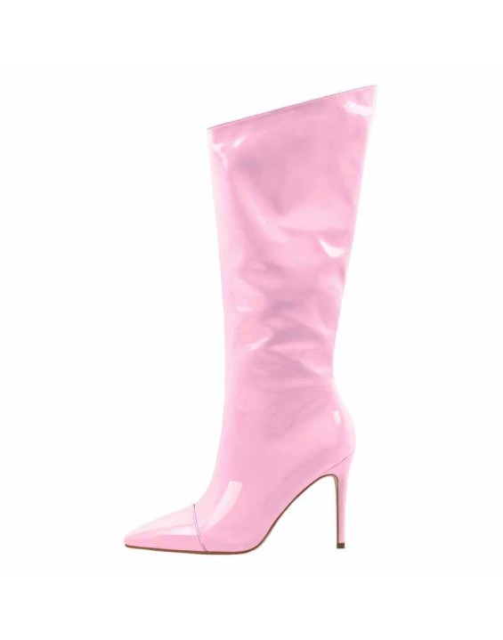 Patent Leather Pointed Toe Knee High Boots