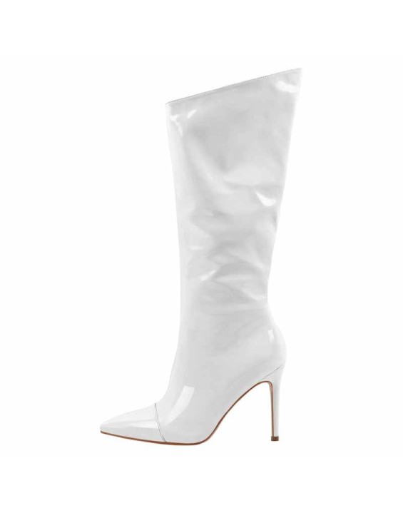 Patent Leather Pointed Toe Knee High Boots