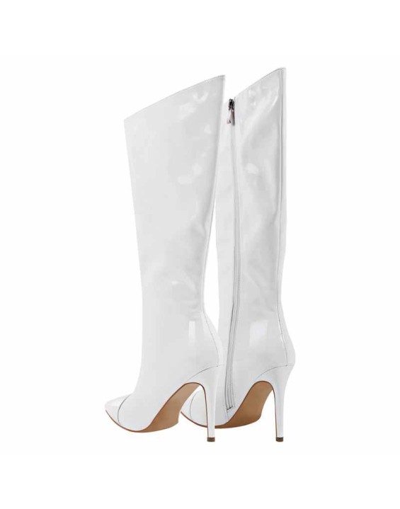 Patent Leather Pointed Toe Knee High Boots