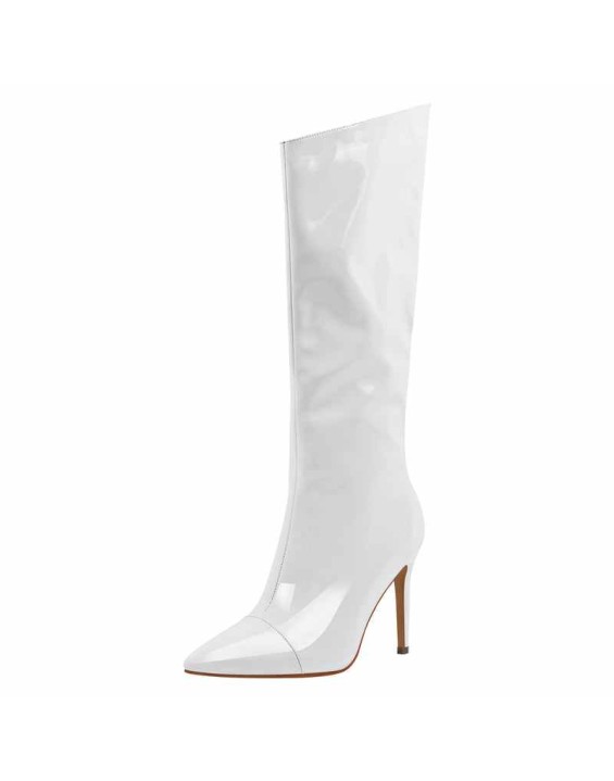 Patent Leather Pointed Toe Knee High Boots