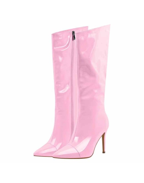 Patent Leather Pointed Toe Knee High Boots