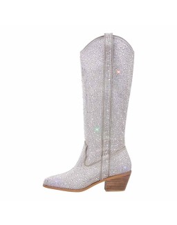 Rhinestone Mid-Calf Cowboy Western Boots