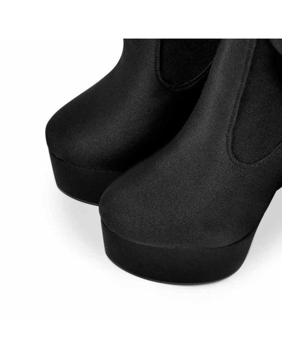 Black Platform High Heel Pant Boots
