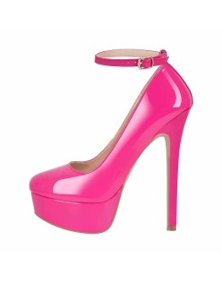 Round Toe Ankle Strap Platform Stiletto Pumps