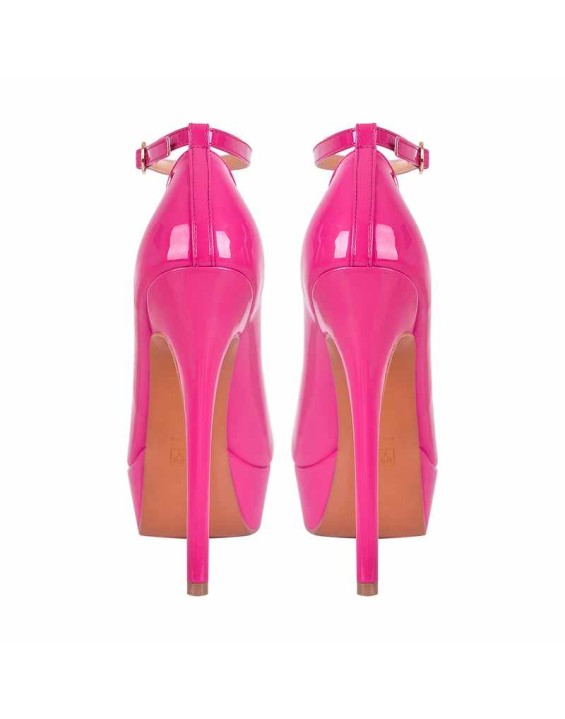 Round Toe Ankle Strap Platform Stiletto Pumps