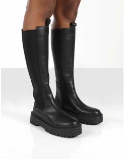 Andi Black Knee high Chunky Sole Boots