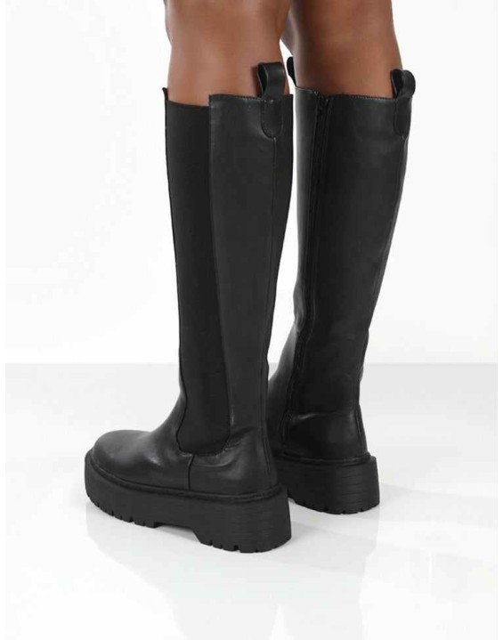 Andi Black Knee high Chunky Sole Boots