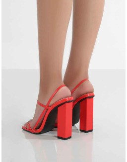 Halley Red PU Strappy Block Heels