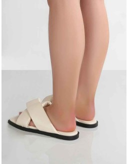 Shatter Wide Fit Bone Cross Over Slider Sandals
