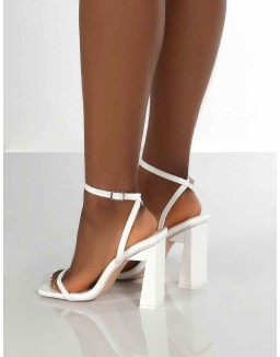 Charlotte White Patent Square Toe Heels