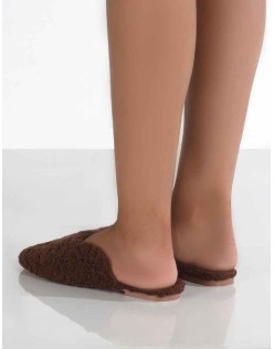 Ciao Chocolate Teddy Slip On Slippers
