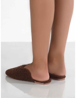 Ciao Chocolate Teddy Slip On Slippers